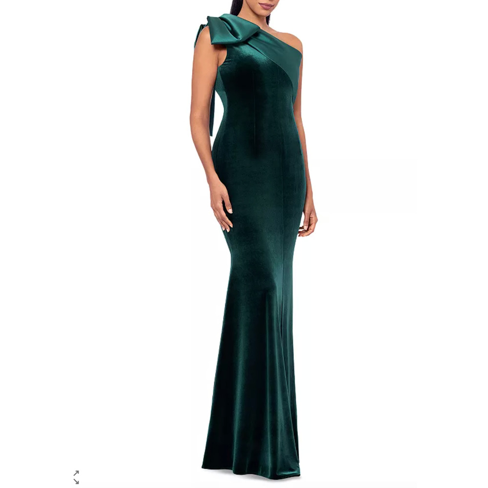Aqua Hunter Green Velvet Gown - Size 8 - NWOT